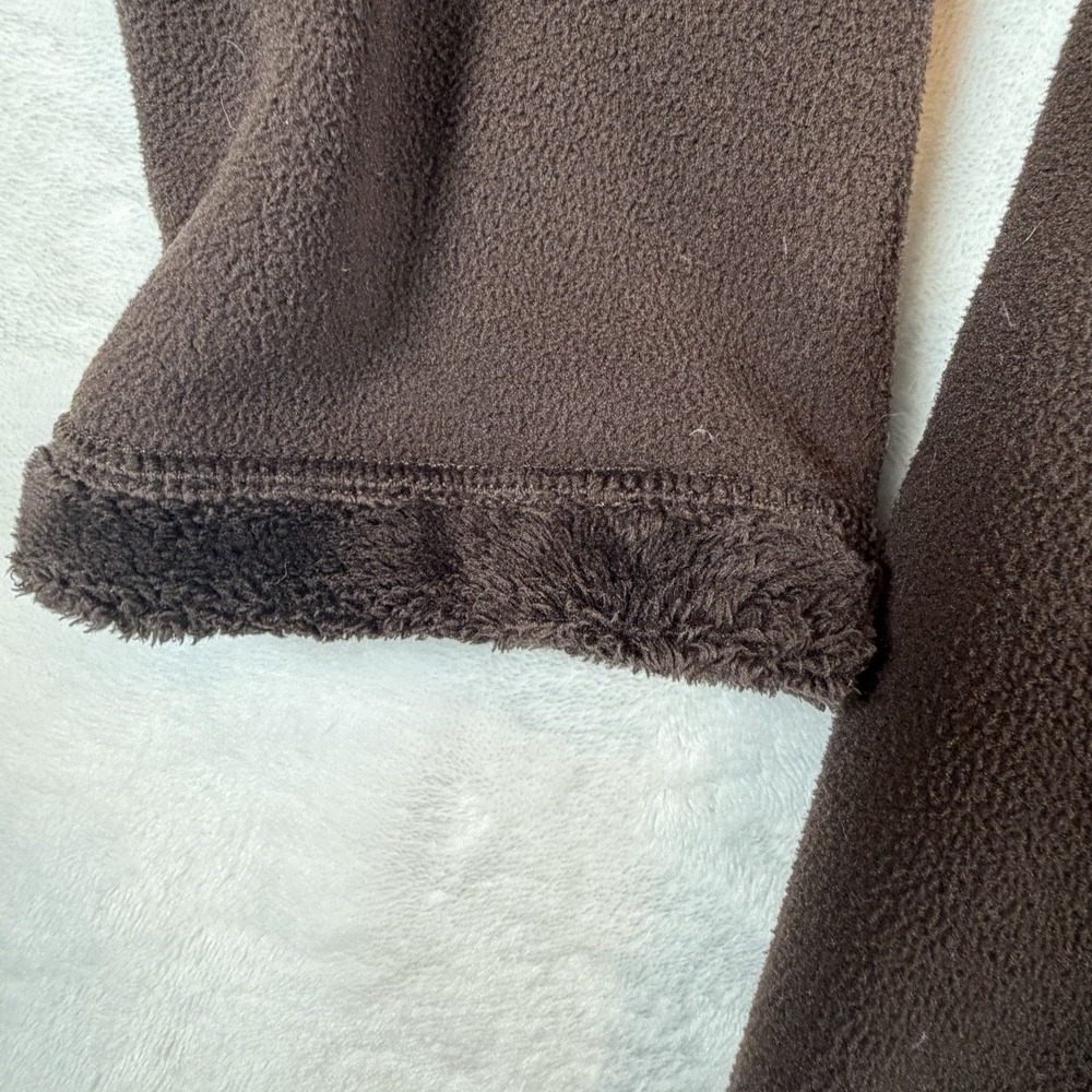 Lands End Jacket Women's Sz‎ M Brown Hooded Zippered Long Fleece - Picture 5 of 7
